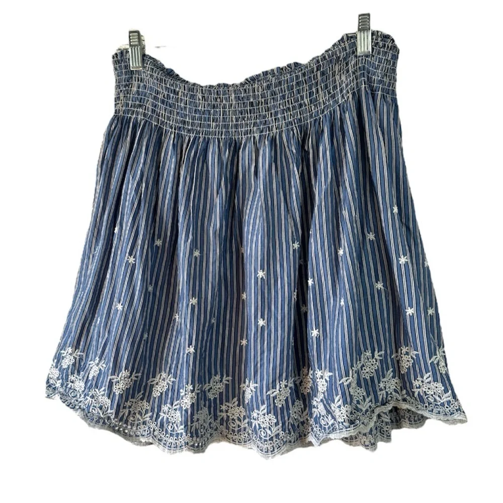 Max Studio stripe and floral eyelet skirt